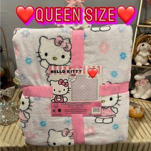 🌸💐 Hello Kitty Spring Easter Flowers Plush Blanket FULL/QUEEN Size 💐🌸